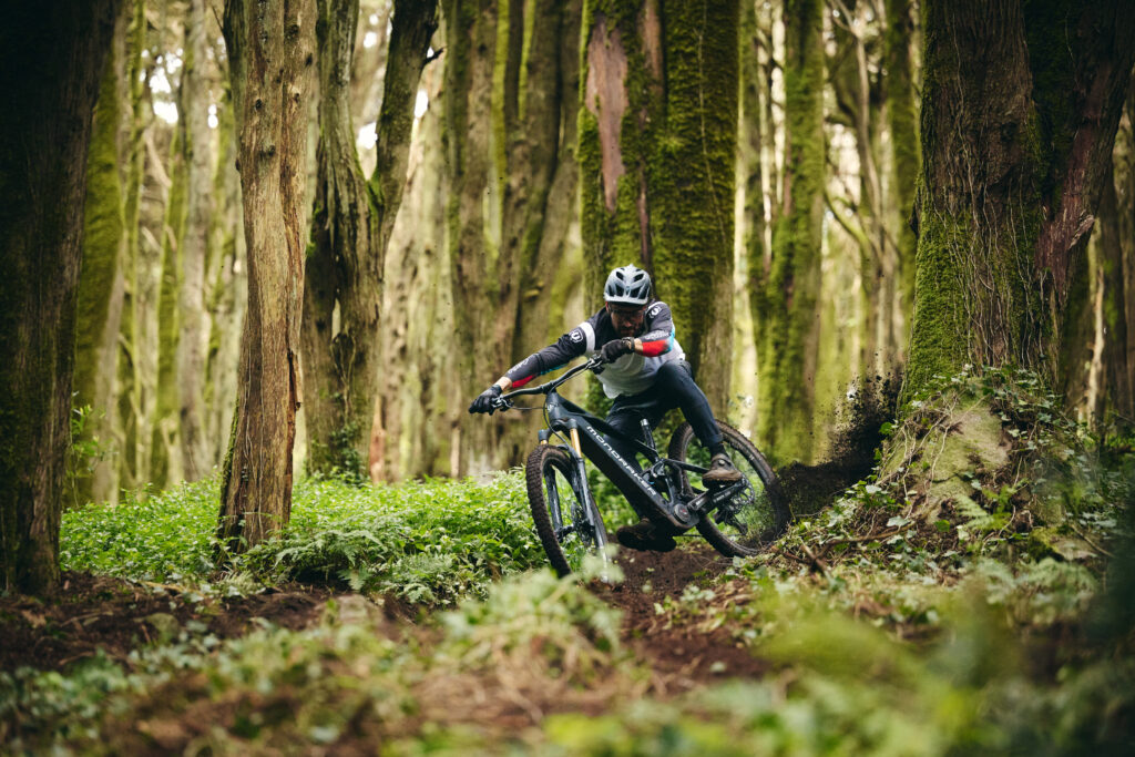 Riding a Bosch e-bike in the forest